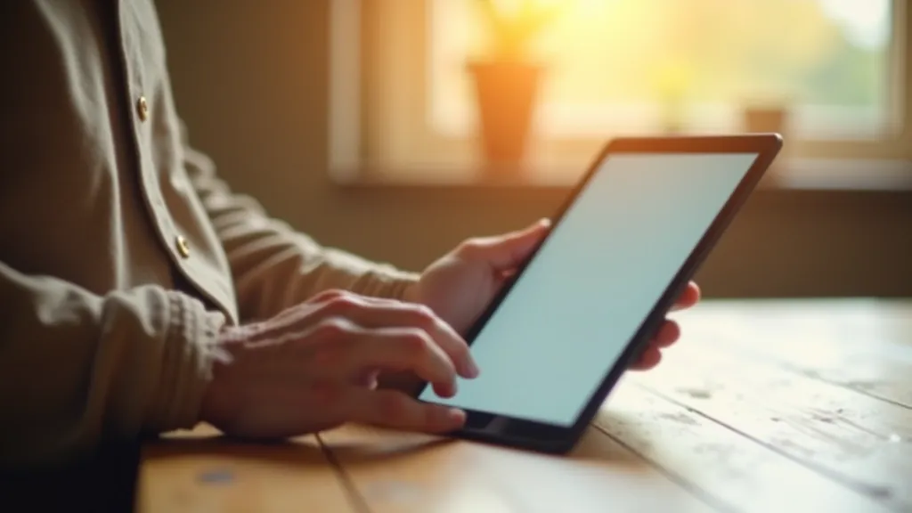 Tablet na kuchyňském stole se psaným textem a AI pomocníkem